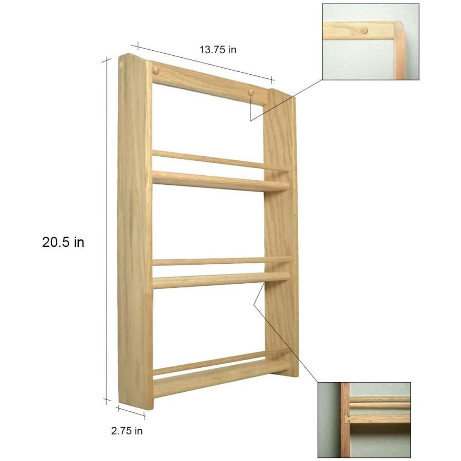 激安販売中 EmejiaSales ソリッドオーク 木製スパイスラック オールサイズ 20.5H x 13.75W x 2.75D