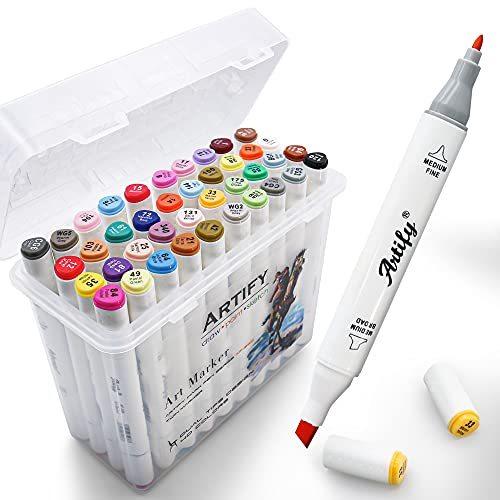 Artify Premium Art Marker Set 40 Colors Dual Tipped Twin Marker Pens with P