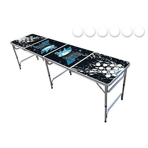 PartyPongTables.com 8フィートビアポンテーブル オプションのカップ用の穴とLED変光ライト?-?テーブルデザイン11種類 (カスタ