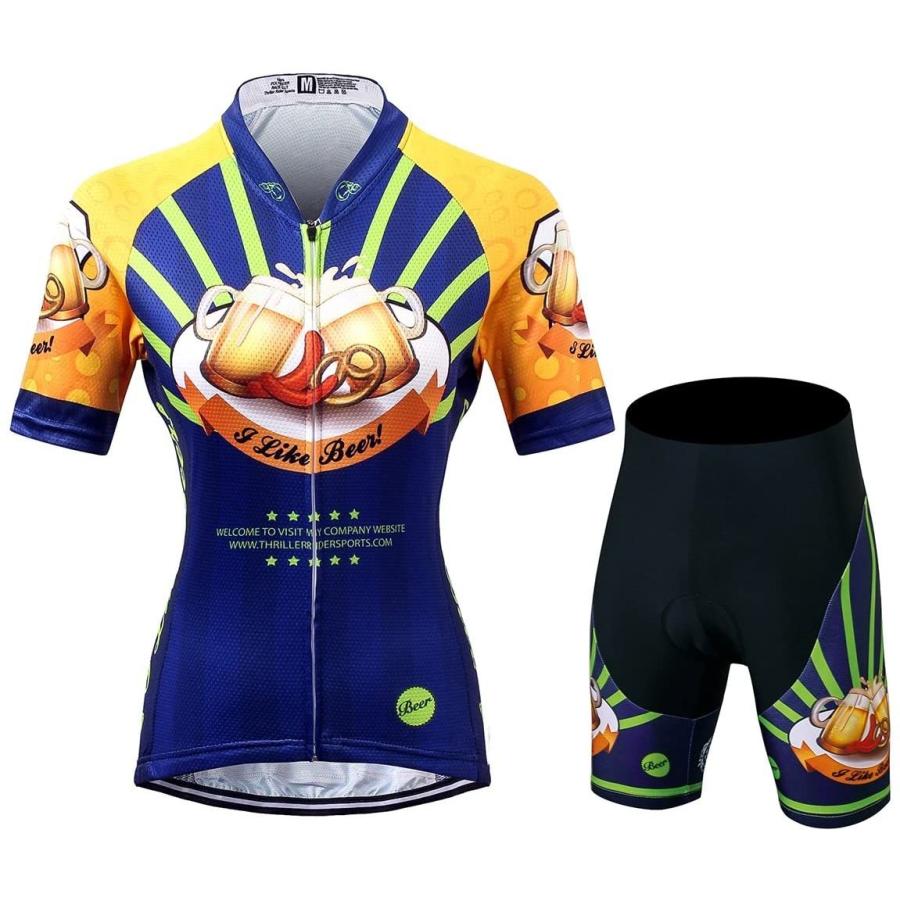 Thriller Rider Sports サイクルジャージ レディス 女性自転車運動服装半袖やショートパンツ セット - 組み合わせ I Like 