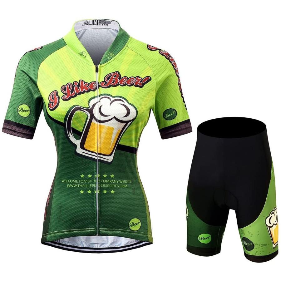 Thriller Rider Sports サイクルジャージ レディス 女性自転車運動服装半袖やショートパンツ セット - 組み合わせ I Like 