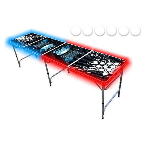PartyPongTables.com 8フィートビアポンテーブル オプションのカップ用の穴とLED変光ライト?-?テーブルデザイン11種類 (カスタ(45424円)