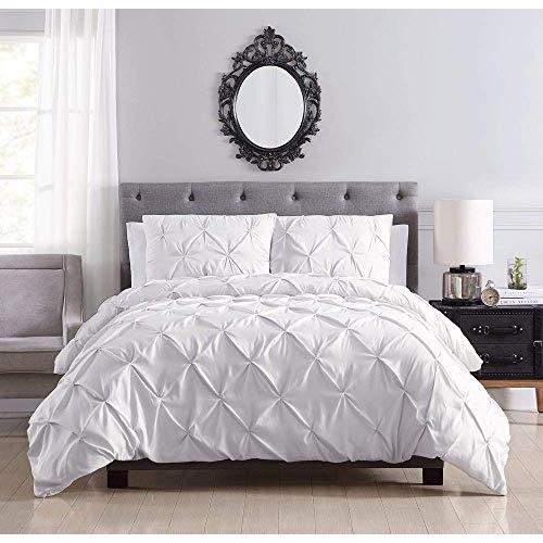 Serene Linens ピンチプリーツ 掛け布団カバー3点セット 枕カバー2枚付き 600スレッドカウント 長繊維コットン ジッパー開閉 コーナータイ4本付き (キング/