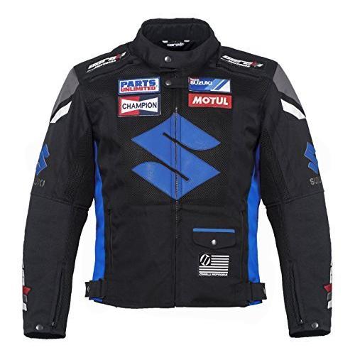 スズキ ブルー テキスタイル バイク ジャケット ((XL (EU-56)))