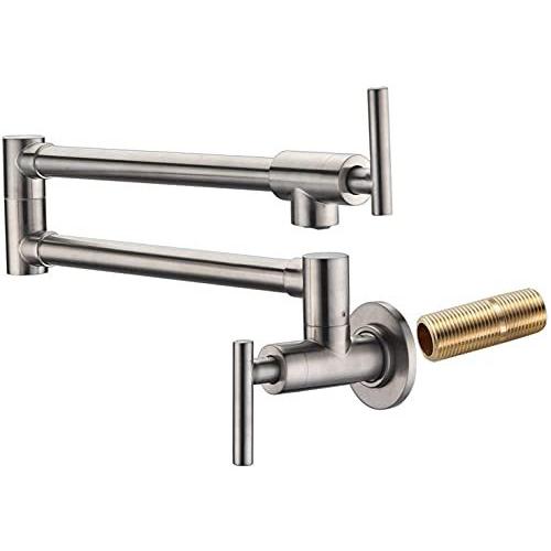 SUMERAIN Pot Filler Faucet Wall Mount,Brushed Nickel Finish and Dual Swing