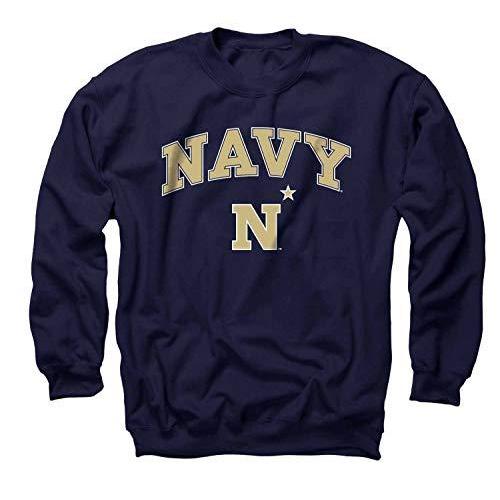 キャンパス色Navy Midshipmen Arch &ロゴGamedayクルーネックスウェットシャツ – ネイビー、 M ブルー