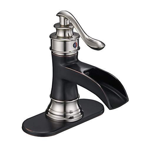 Bathfinesse Waterfall Spout バスルームシンク蛇口 シングルハンドル ワンホール ブロンズ 6656-D