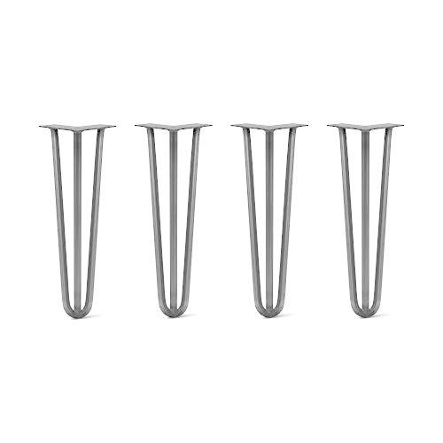 DIY ヘアピン脚4本セット 100%米国製 リサイクルスチール 高耐久標準 耐荷重試験済み テーブル/デスク/ソファ (高さ4インチ、ロッド3本、直