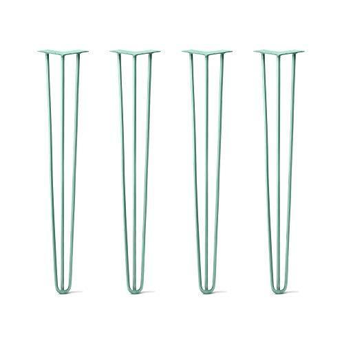 DIY ヘアピン脚4本セット 100%米国製 リサイクルスチール 高耐久標準 耐荷重試験済み テーブル/デスク/ソファ (高さ4インチ、ロッド3本、直