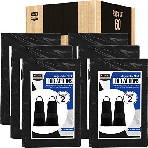 Utopia キッチン 調節可能なビブエプロン 3ポケット ? 業務用レストラン ホームキッチンエプロン ? 調節可能なネックストラップ ? エクスト