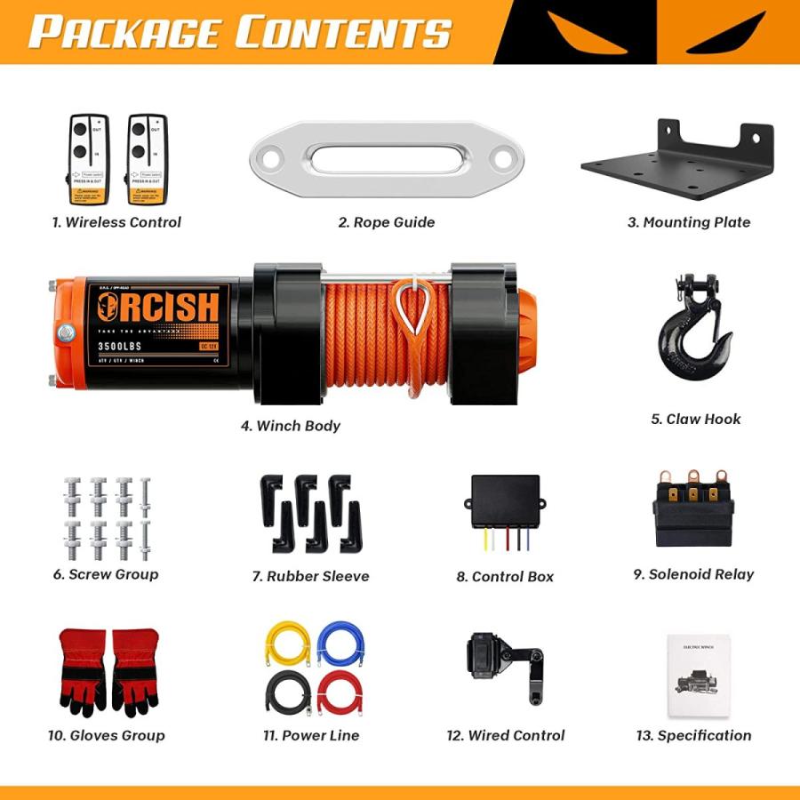 有名な高級ブランド 12v Orcish 3500ポンド 合成ロープスタイル 合成ロープウィンチキット Utv Atv 電気ウィンチ オブジェ 置き物 Iceenergy Nl