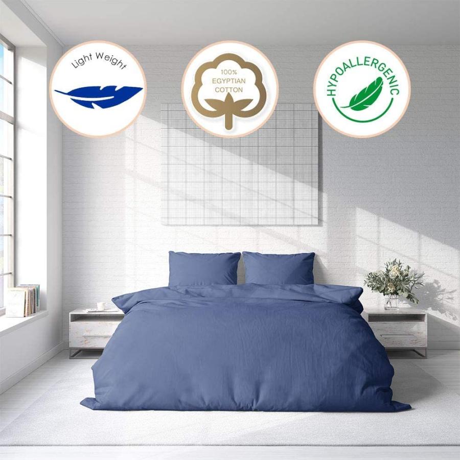 Kotton Culture プレミアム羽毛布団カバー100%エジプト綿 600スレッドカウント ジッパー&コーナータイ付き 豪華(特大キング、ライト 600スレッドカウント