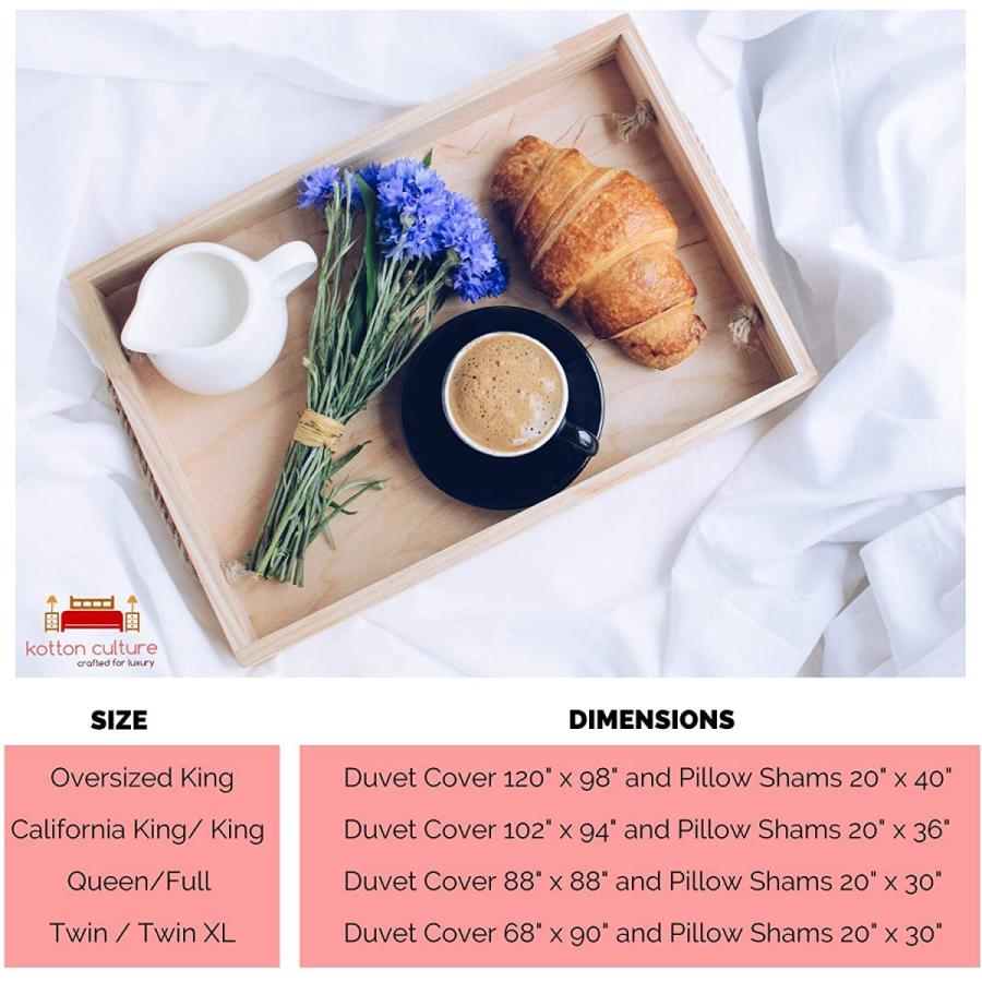 Kotton Culture プレミアム羽毛布団カバー100%エジプト綿 600スレッドカウント ジッパー&コーナータイ付き 豪華(特大キング、ライト 600スレッドカウント