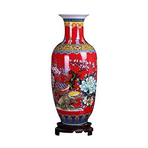 驚きの値段 ufengke Jingdezhen 大型セラミックフロア花瓶、花の花瓶 ハンドメイド ホーム装飾花瓶、高さ18.11インチ(46cm)、レッド その他キッチンツール