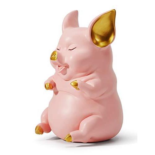 HomeBerry 21cm H ポリレジン 貯金箱 貯金箱 貯金箱 貯金箱 貯金箱 豚の置物 保育園の装飾 ギフト ピンク