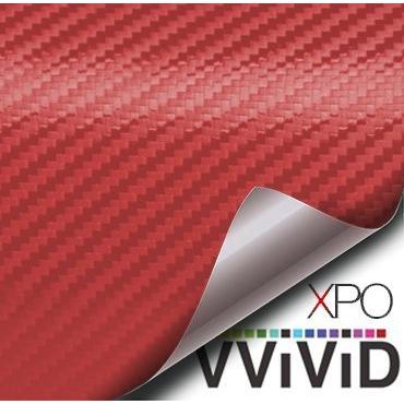 VViViD ドライレッドカーボンファイバービニールラップツイル織り粘着フィルムロール エアリリースデカールシート(300インチ×60インチ(特大ロー
