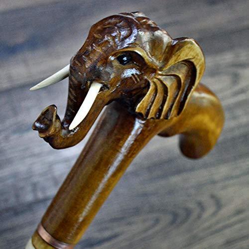 杖 歩行スティック 木製リード 木製 手彫り ハンドメイド 杖スティック アクセサリー (象 34インチ)