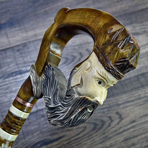 oleksandr.victory 杖 ウォーキングスティック 木製リード木 手彫り ハンドメイド 杖 スティック アクセサリー (キング 35インチ