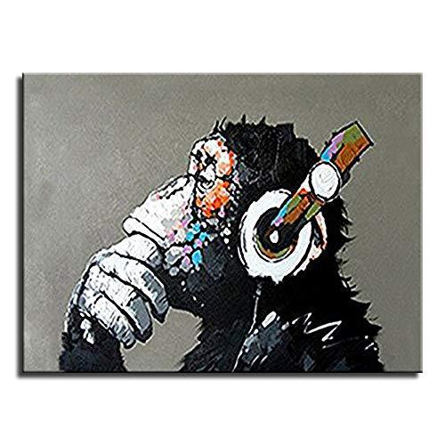 BPAGO 動物 チンパンプピッグ キリン フクロウ 100%油絵 フレーム入り モダン抽象絵画とプリントキャンバス画 10002HD6080