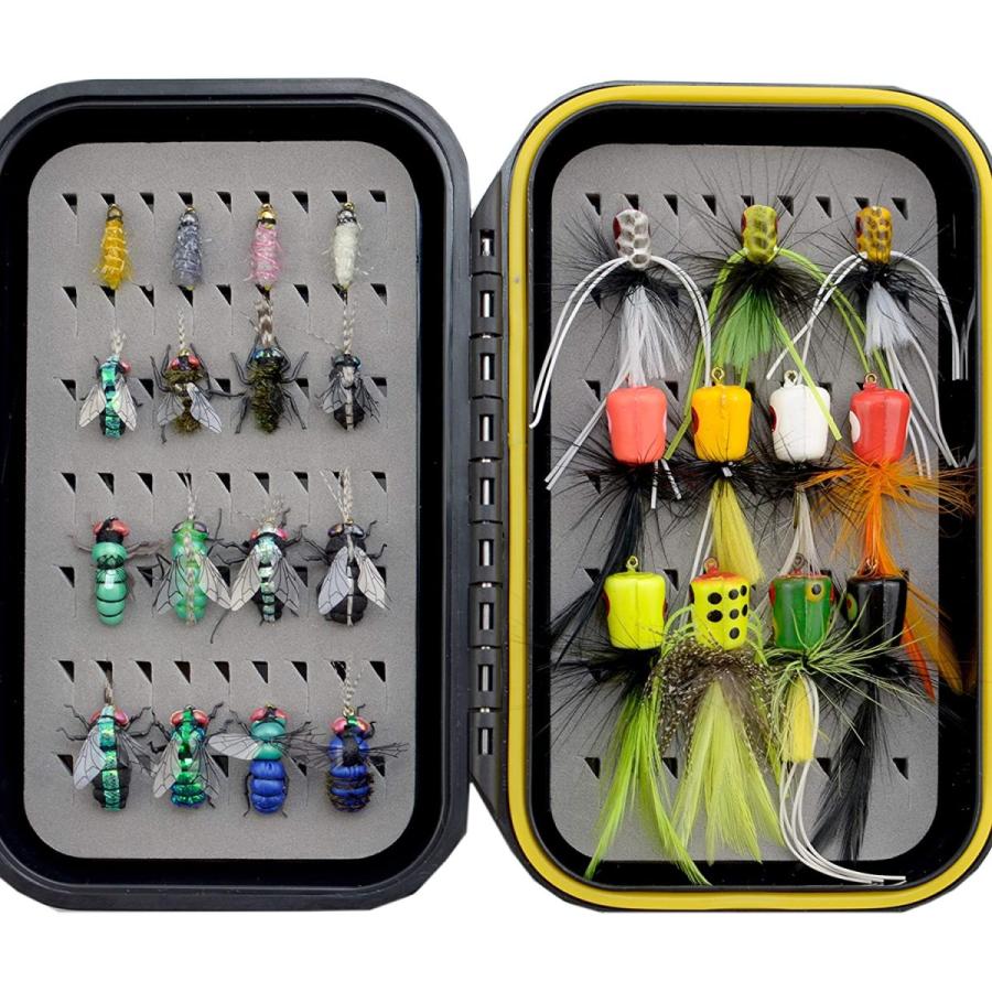 フライフィッシングフライキット フライアソートメント ウエア トラウト バス フィットネス トレーニング フライボックス付き ドライ ウェットフライ ニンフ ストリーマー フライポッパー B07txwrb6pならショッピング ランキングや口コミも豊富なネット通販 更にお得な