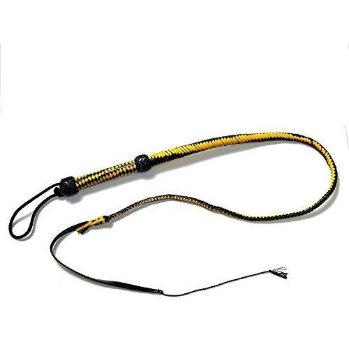 BARE SUTRA 馬鞭 鞭 | 完全手作り本革鞭 | 馬と雄牛の従順トレーニング鞭 | 編組高耐久ハンドル | 乗馬鞭 (8フィート、イエロー)