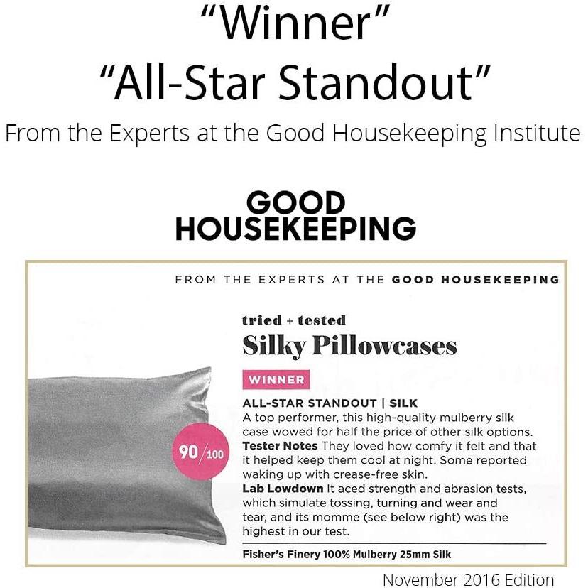 Fishers Finery 25mm 100ピュアマルベリーシルク枕カバー Good Housekeeping Winner (トープ