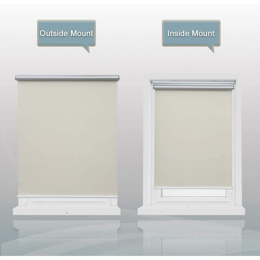 遮光ローラーシェード ブラインド 窓用 寝室 保温 コードレス 簡単プルダウン&アップ クリーム 幅46インチ x 高さ72インチ 