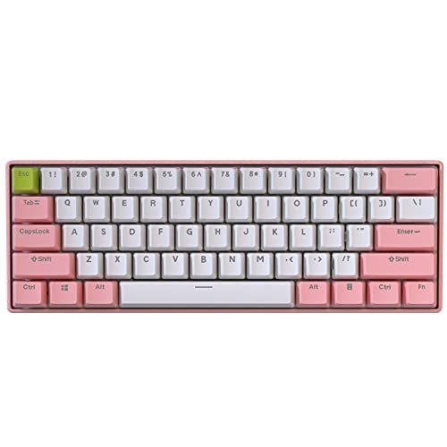 BOYI 60% メカニカルゲームキーボード SK 61 ミニRGBガテロンスイッチ PBTキーキャップ 60% RGB メカニカルゲームキーボード (ピンクカラー、ガテロンブラ