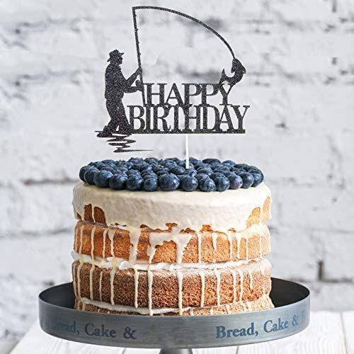 ブラックグリッター ハッピーバースデーケーキトッパー 誕生日パーティーデコレーション 釣り人の誕生日パーティー用品 B084vgfxks Only You One Shop 通販 Yahoo ショッピング