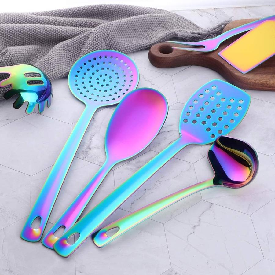 全国宅配無料 Qiboorun ケーキショベ ガジェット キッチンツール カラフルなチタンメッキセット 調理用具セット 8 ステンレススチールキッチン用品セット その他キッチンツール Side Grill Com