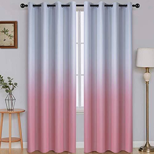 セール卸値 Ombre 部屋を暗くするカーテン 女の子の寝室用 グラデーション グレー ホワイト ピンク ポリエステル 遮光 断熱 グロメット ウィンドウカーテン 大阪大セール Dev Visitatlantida Com