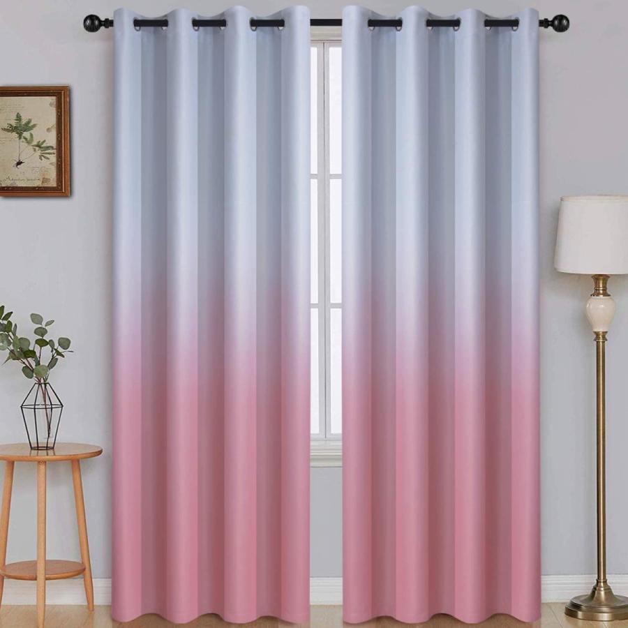 セール卸値 Ombre 部屋を暗くするカーテン 女の子の寝室用 グラデーション グレー ホワイト ピンク ポリエステル 遮光 断熱 グロメット ウィンドウカーテン 大阪大セール Dev Visitatlantida Com