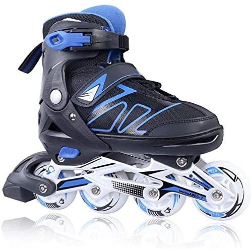調節可能なインラインスケート 女の子用 男の子 ライトアップホイール付き 初心者スケート 安全で丈夫なインラインローラースケート 子供と大人向け 男性