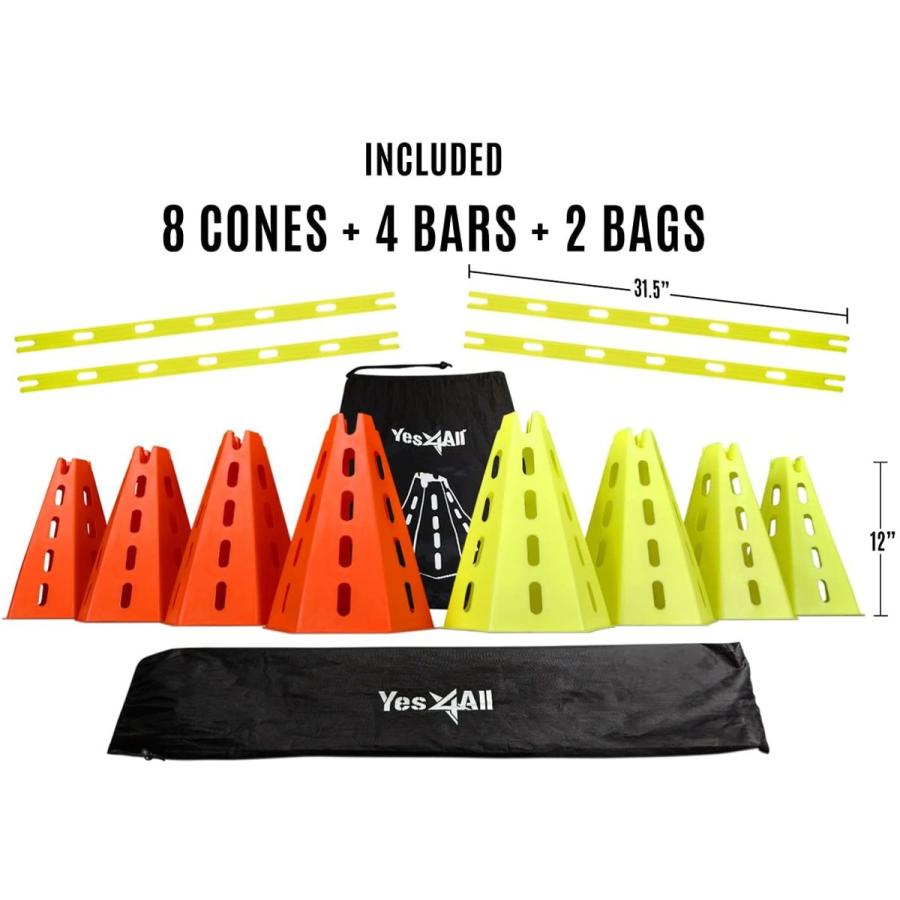 ［即日発送］ Yes4All アジリティハードルコーンセット スピードとバランス練習用 犬のトレーニングに最適 キャリーバッグ付き コーン8個&グリーンバー4本セッ 【GMS6636707588】(23842円)