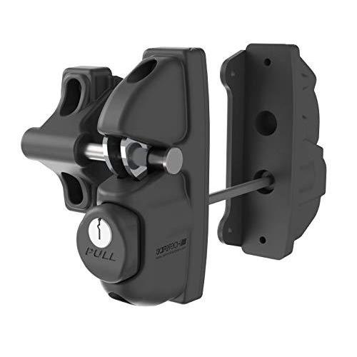 Safetech ハードウェア ビニールゲートラッチ 両面キーロック可能 ゲートロック 2つの独立したラッチフック セキュリティメタル木製ビニールフェ