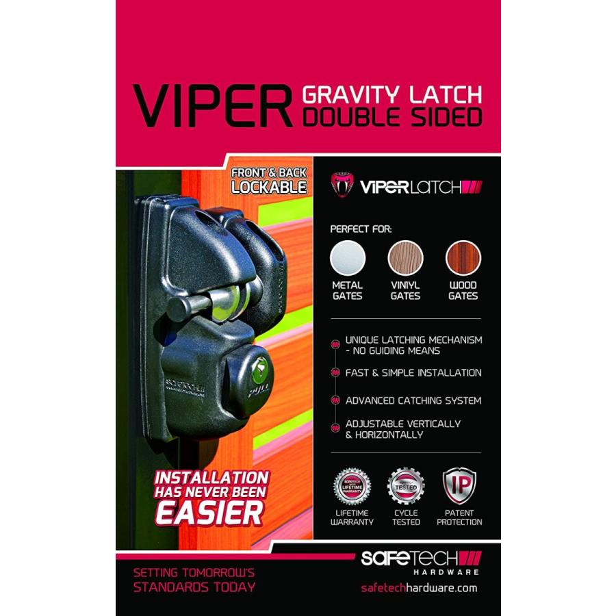 Safetech ハードウェア ビニールゲートラッチ 両面キーロック可能 ゲートロック 2つの独立したラッチフック セキュリティメタル木製ビニールフェ 