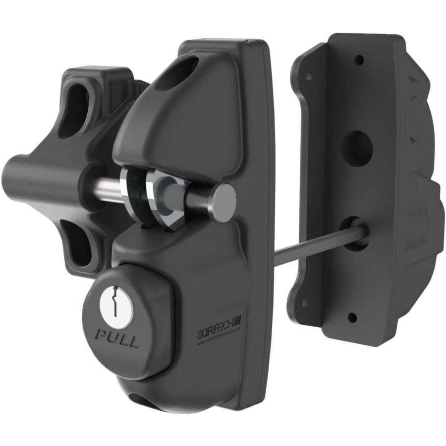 Safetech ハードウェア ビニールゲートラッチ 両面キーロック可能 ゲートロック 2つの独立したラッチフック セキュリティメタル木製ビニールフェ 