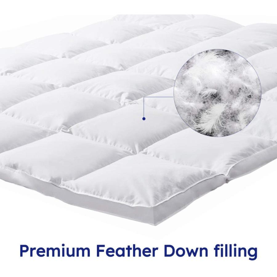 DOWNCOOL フェザーベッドマットレストッパー ピロートップ プレミアム極厚キルトダウンマットレストッパー 2インチピロートップマットレス