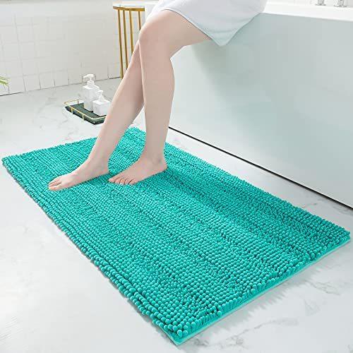Grandaily 高級ストライプシャギーシェニール織ロングバスルームランナーラグ ふわふわソフトノンスリップ洗濯可能吸収バスマット バスルーム ラン