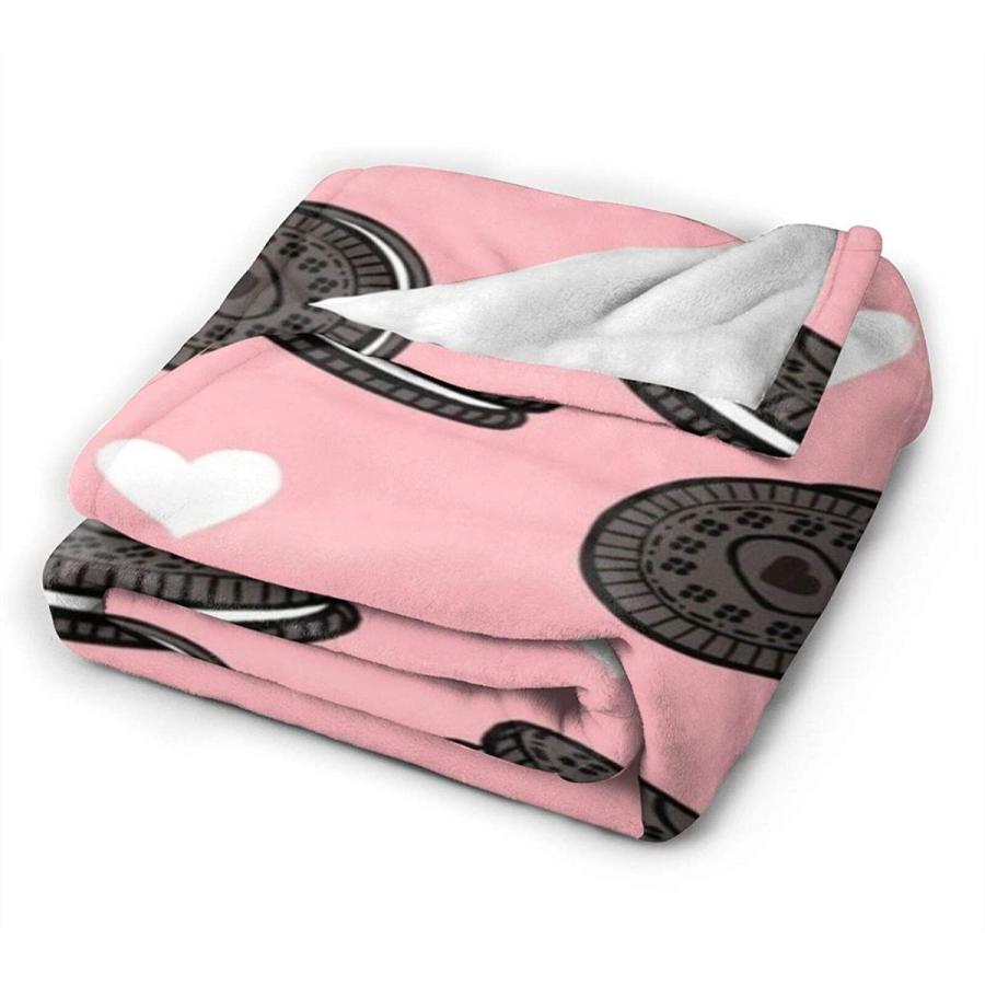 Arrisum Oreo かわいいピンクハートカートゥーン スーパーソフト フランネル スローブランケット 大人と子供用 デジタルプリント ウルトラソ