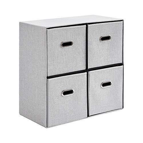 Mxfurhawa リネンキューブオーガナイザーシェルフ 4つの収納箱付き