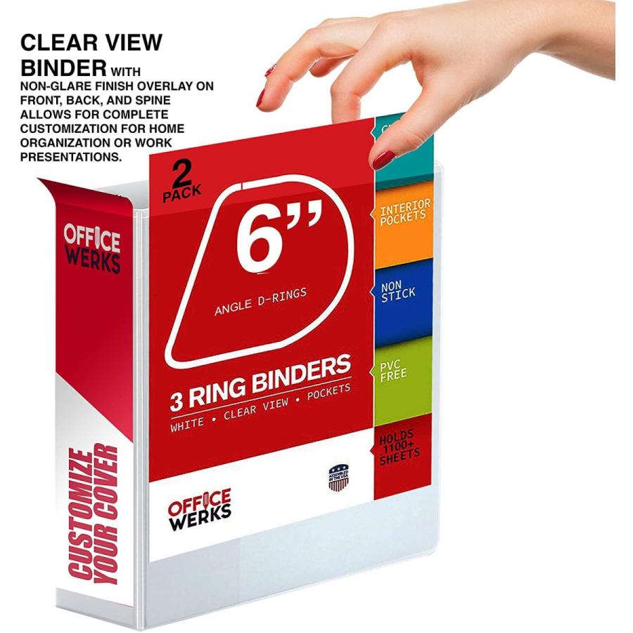 3リングバインダー プロフェッショナルDリング「6インチバインダー」プレゼンテーションフォルダー 8.5 x 11インチ ポケット付き 丈夫 くっつか 