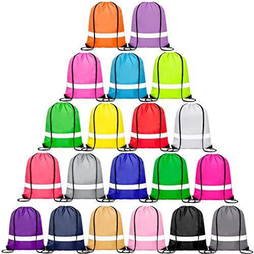 Vorspack 巾着バックapcks バルク40個 20色ストリングバッグ 反射ストライプ付き