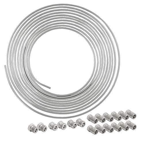 4LIFETIMELINES 25フィート 1/4ステンレススチール ブレーキライン 交換用チューブコイルとフィッティングキット 16個の継手付き 反