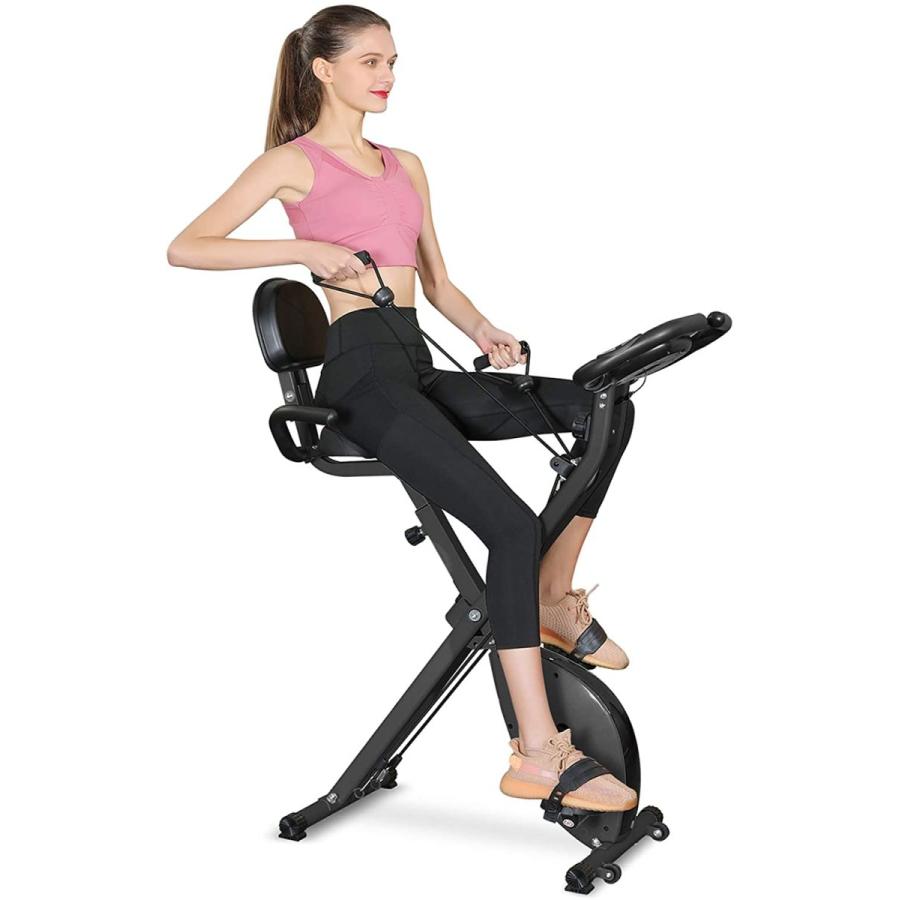 【24時間以内発送】 Bifanuo エクササイズバイク ステーショナリーバイク 折りたたみ可能 磁気直立リカンベント ポータブルフィットネスサイクル アーム抵抗バンド付き 【AA1627022380】(58450円)