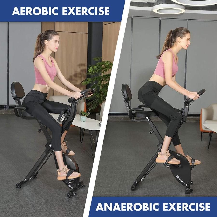 【24時間以内発送】 Bifanuo エクササイズバイク ステーショナリーバイク 折りたたみ可能 磁気直立リカンベント ポータブルフィットネスサイクル アーム抵抗バンド付き 【AA1627022380】(58450円)