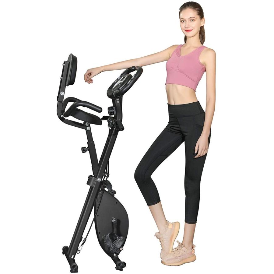 【24時間以内発送】 Bifanuo エクササイズバイク ステーショナリーバイク 折りたたみ可能 磁気直立リカンベント ポータブルフィットネスサイクル アーム抵抗バンド付き 【AA1627022380】(58450円)