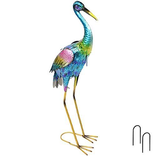 Sunnydaze 屋外メタル鶴像 庭アート 芝生と庭の彫刻装飾 - 裏庭 29インチ 装飾アクセント