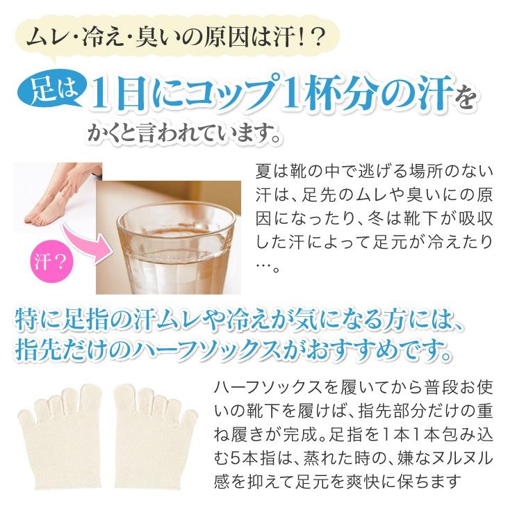 山忠 5本指靴下 シルク5本指ハーフソックス（同色2足組） シルク 冷え