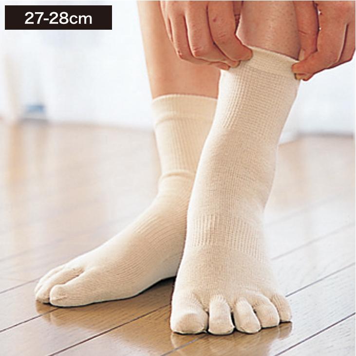山忠 5本指靴下 シルク5本指ソックス（かかと無し）LL（27-28cm
